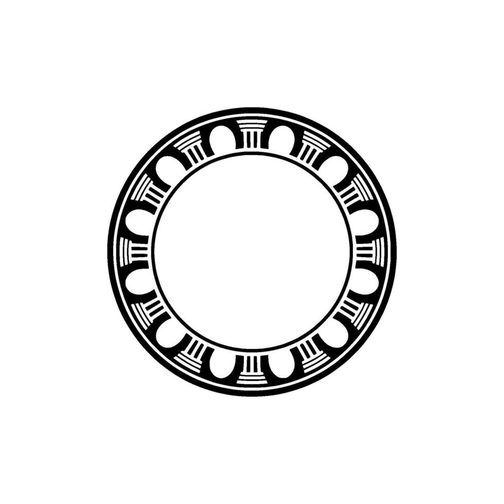 Circular Greek Column Border, Minimalist vector