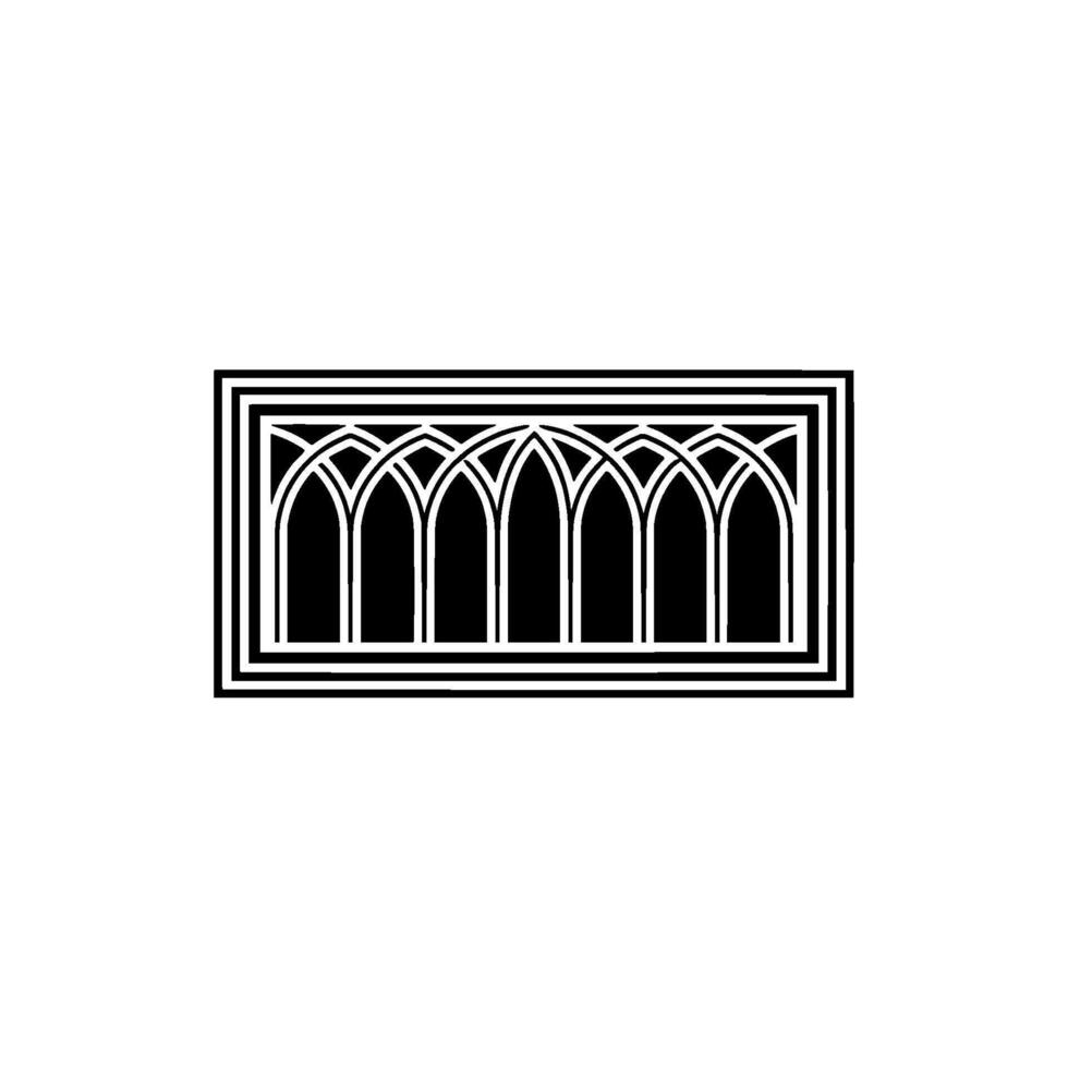 Gothic Arch Window, Minimalist Emblem vector