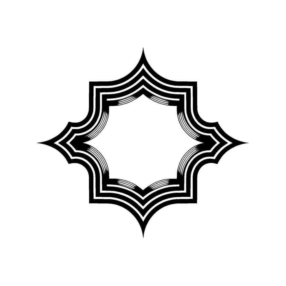 Geometric Starburst Frame, Minimalist, Outline - Linear vector