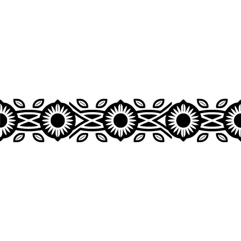 Stylized Floral Border, Geometric Pattern, Minimalist vector