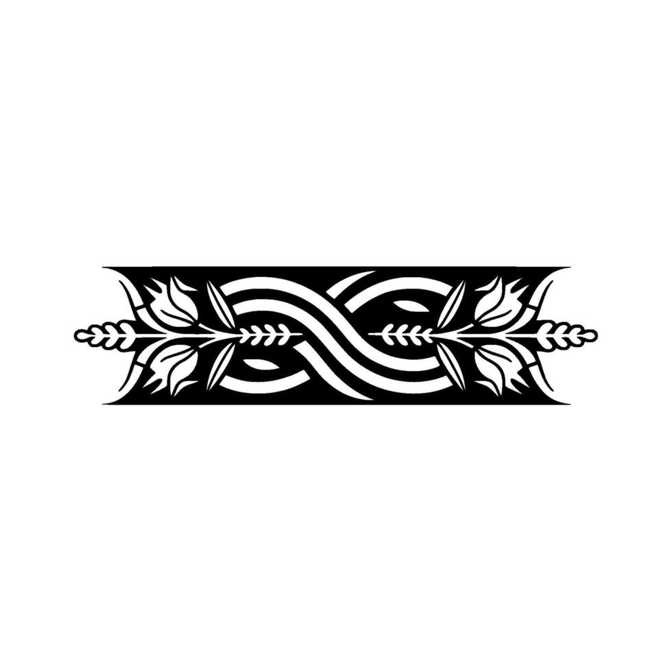 Elegant Black White Swirl Border, Vintage Element vector