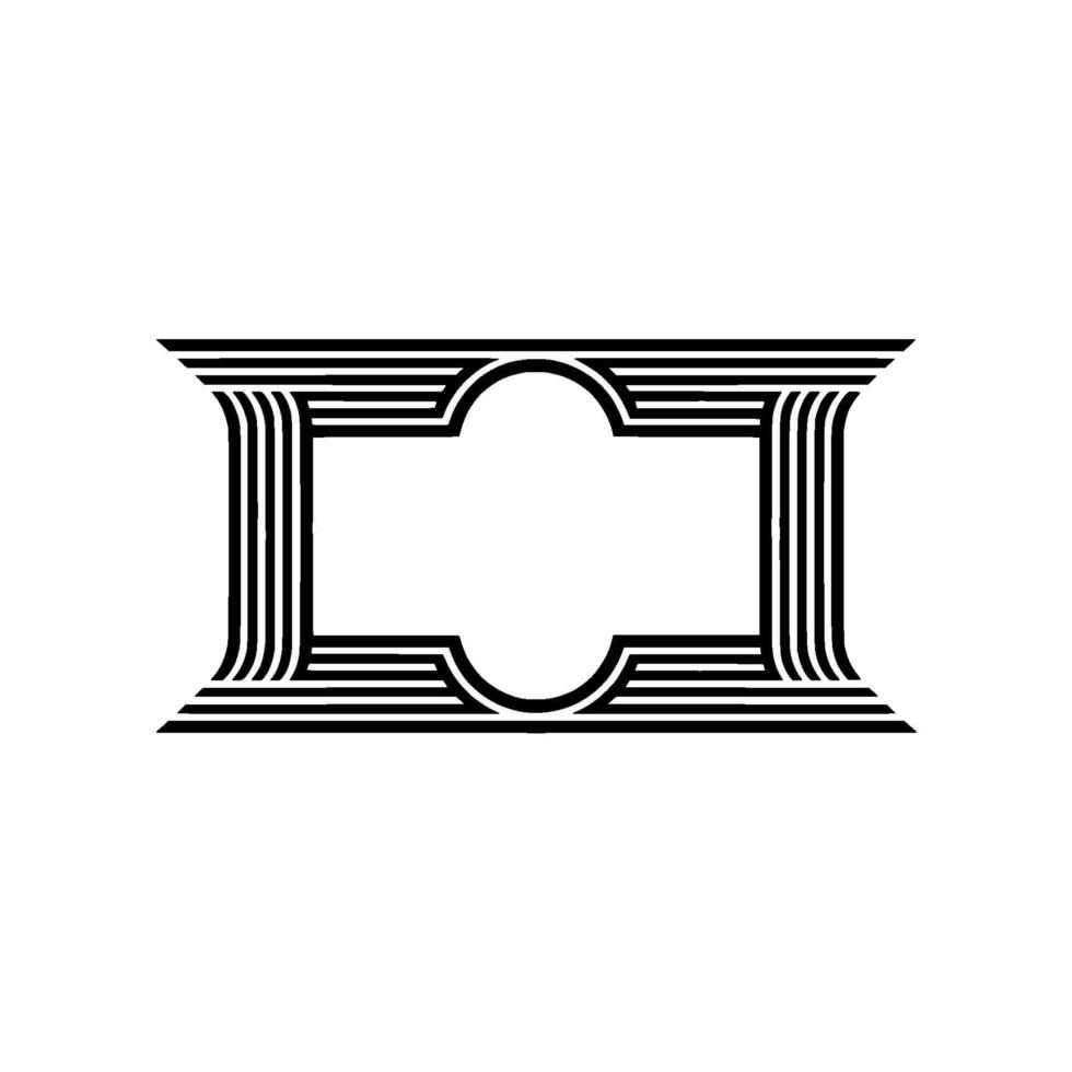 Geometric Deco Frame, Minimalist, Elegant Outline, Monochrome - Abstract vector