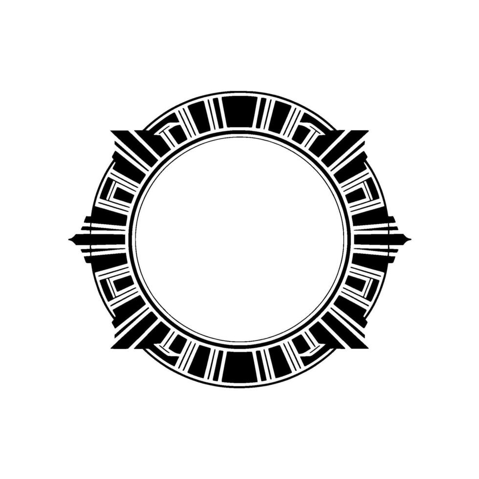 Geometric Deco Frame, Minimalist, Circular Motif, Illustration vector