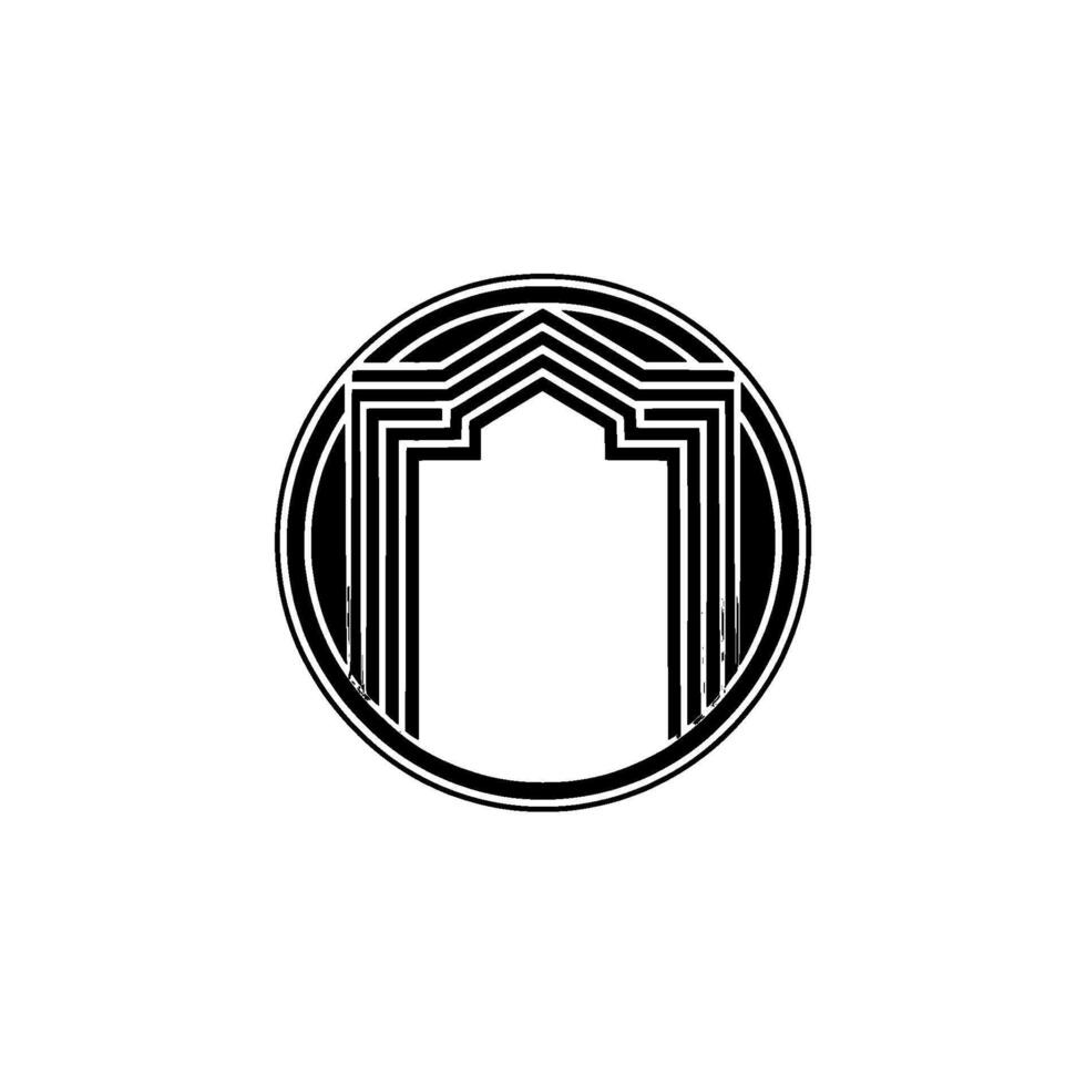 Geometric Arch Emblem, Minimalist Circle vector
