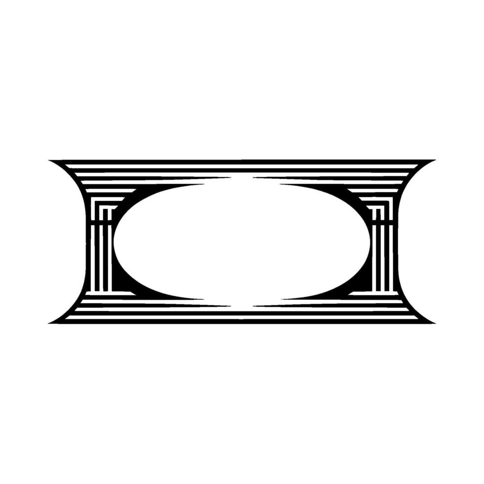 Geometric Deco Frame, Minimalist, Elegant Outline - Monochrome - Symmetry vector