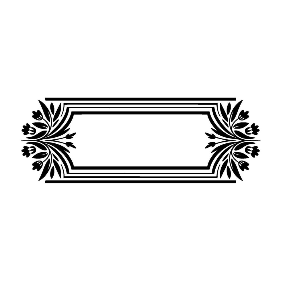 Elegant Black Floral Frame, Vintage Element, Decorative - Border vector