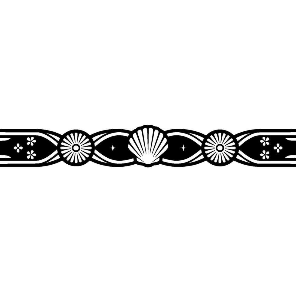 Elegant Japanese Wave Border, Black White Deco vector