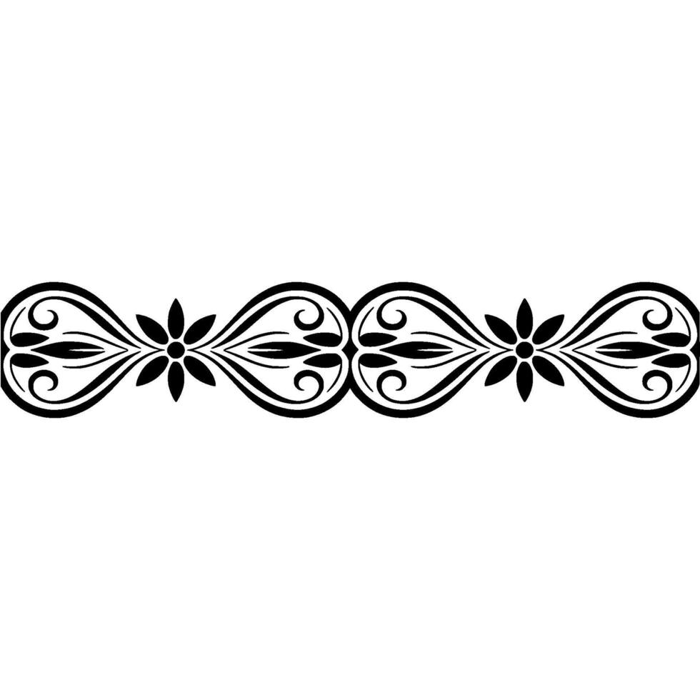 Elegant Black Floral Border, Vintage Element - Swirls - Decorative vector
