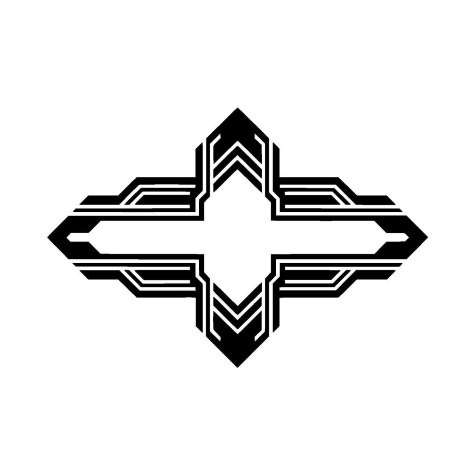 Geometric Deco Emblem, Minimalist Black White - Art deco vector