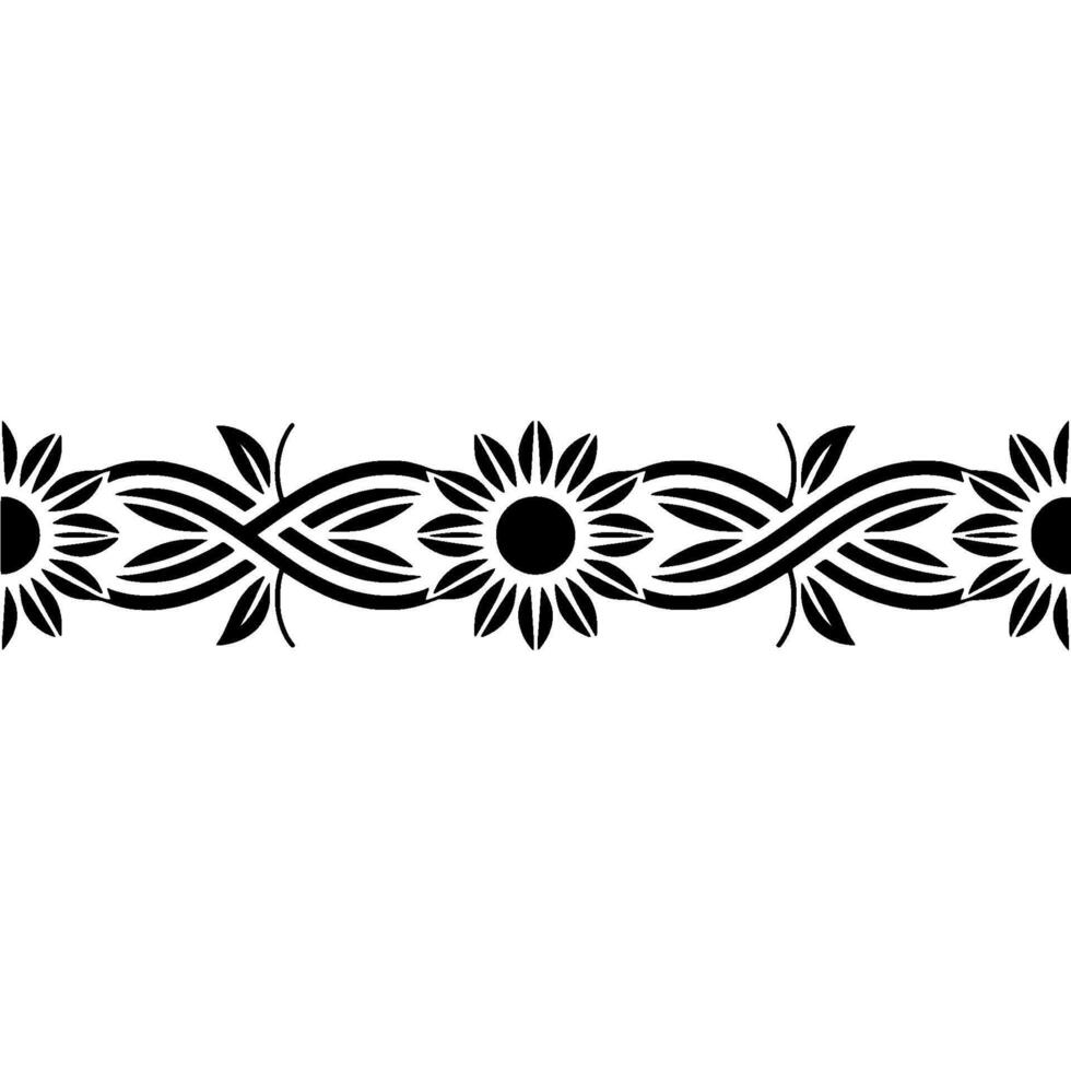 Stylized Sunflower Border, Vintage Decorative Element, Lineart vector