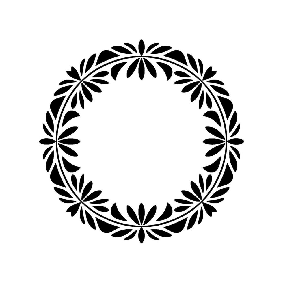 Elegant Black Laurel Wreath, Minimalist, Floral vector