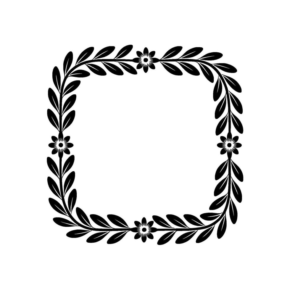Elegant Botanical Square Frame, Black White vector