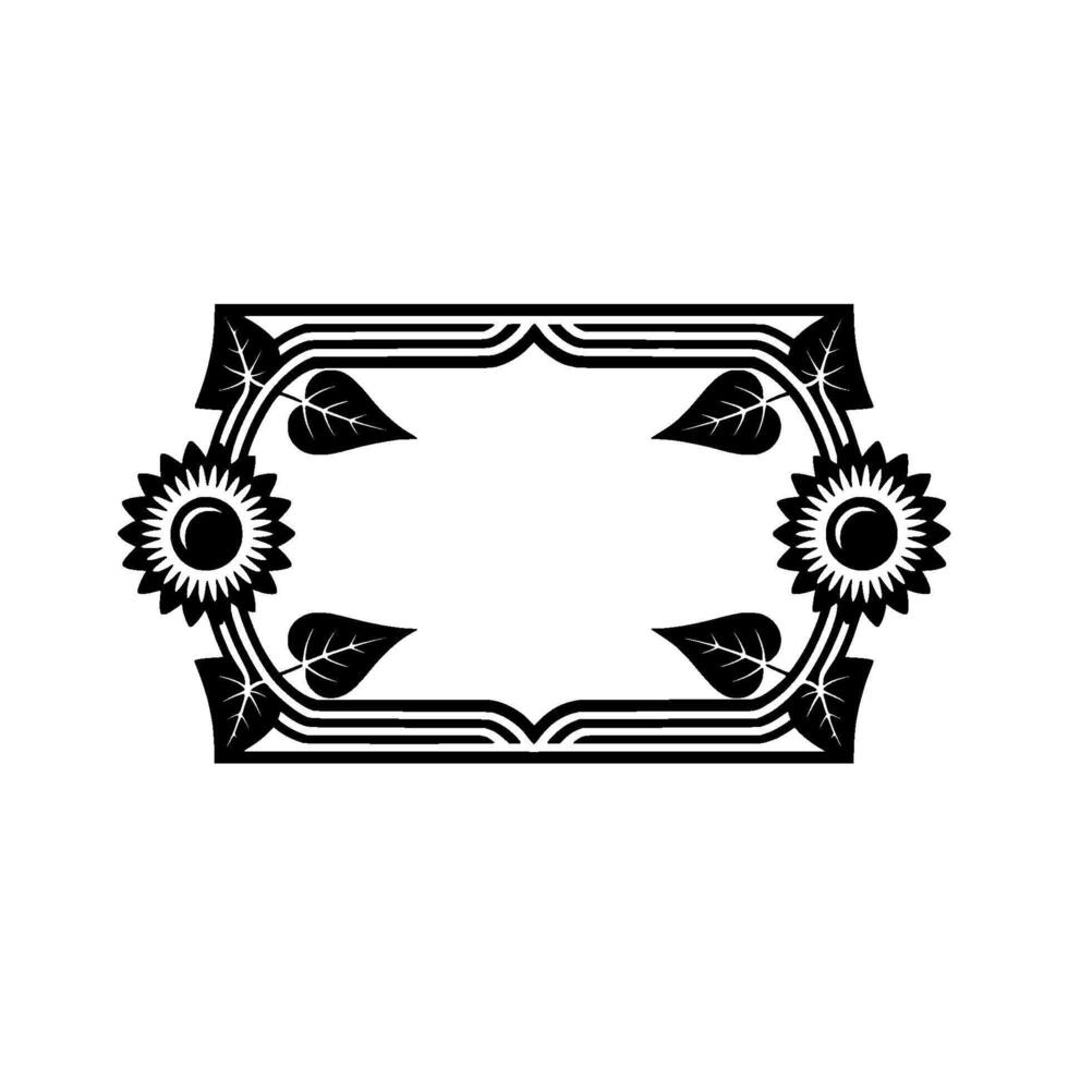 Art Deco Sunflower Frame Elegant Botanical vector