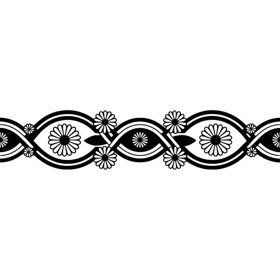 Elegant Floral Border, Japanese, Minimalist Pattern vector