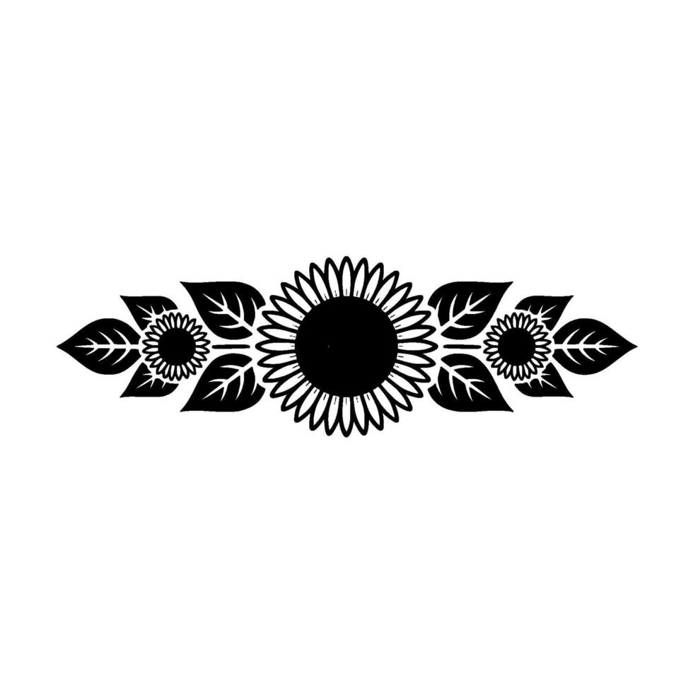 Stylized Sunflower Border, Minimalist Floral, Geometric vector