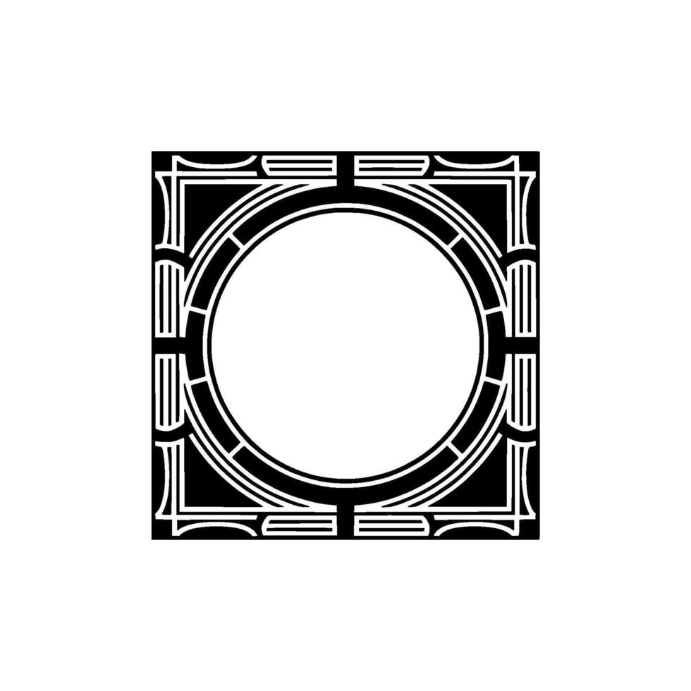 Geometric Deco Frame, Minimalist, Circular Motif, Ornament vector