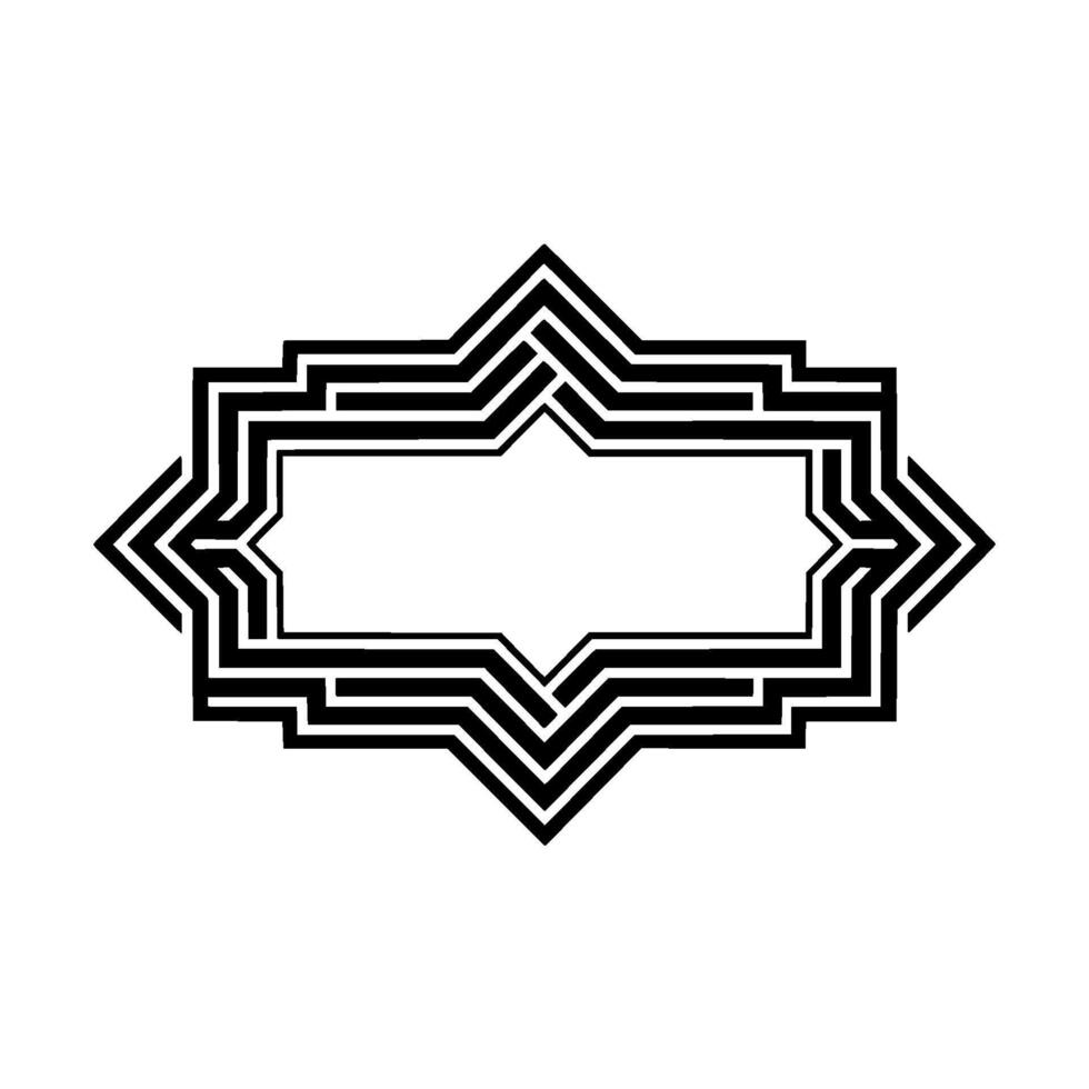 Geometric Deco Frame, Elegant Outline, Minimalist, Symmetry - Pattern vector