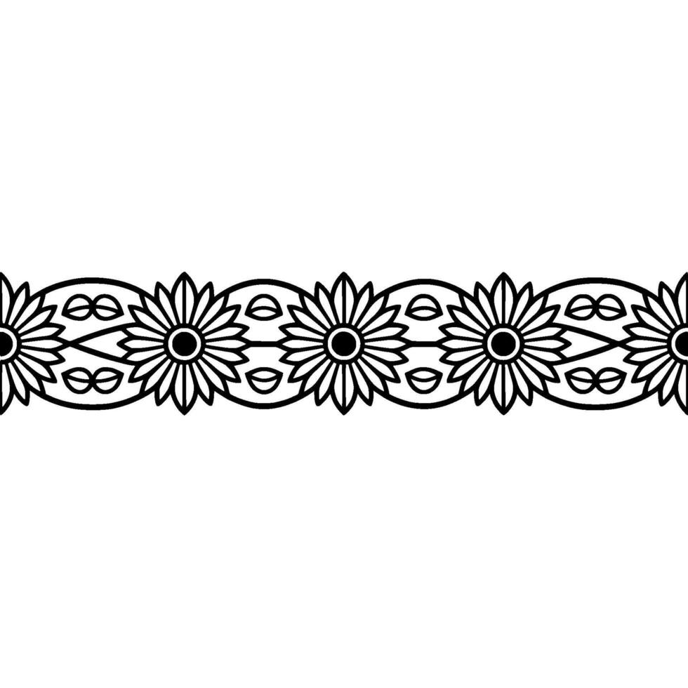 Stylized Floral Border, Vintage, Elegant Ornamentation, Pattern vector