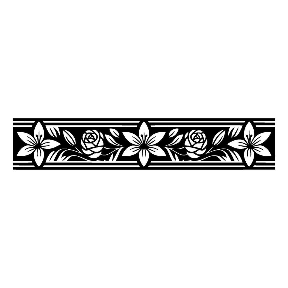 Elegant Floral Border, Vintage Style, Decorative Element, Botanical - Lily vector