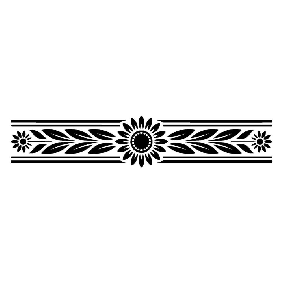 Stylized Sunflower Border, Vintage Decorative Element, Pattern vector