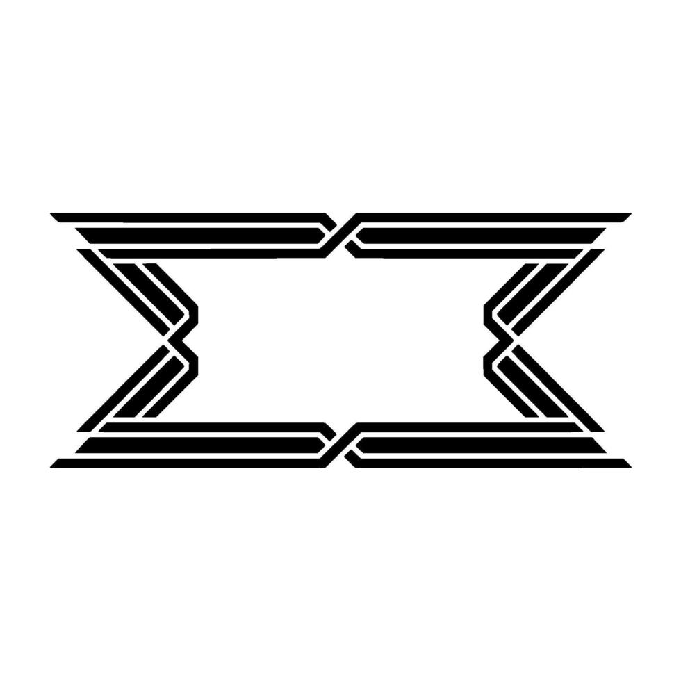 Geometric Deco Border, Minimalist, Elegant Outline - Symmetrical vector