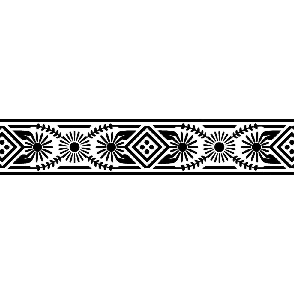 Geometric Tribal Border, Stylized Floral Pattern vector
