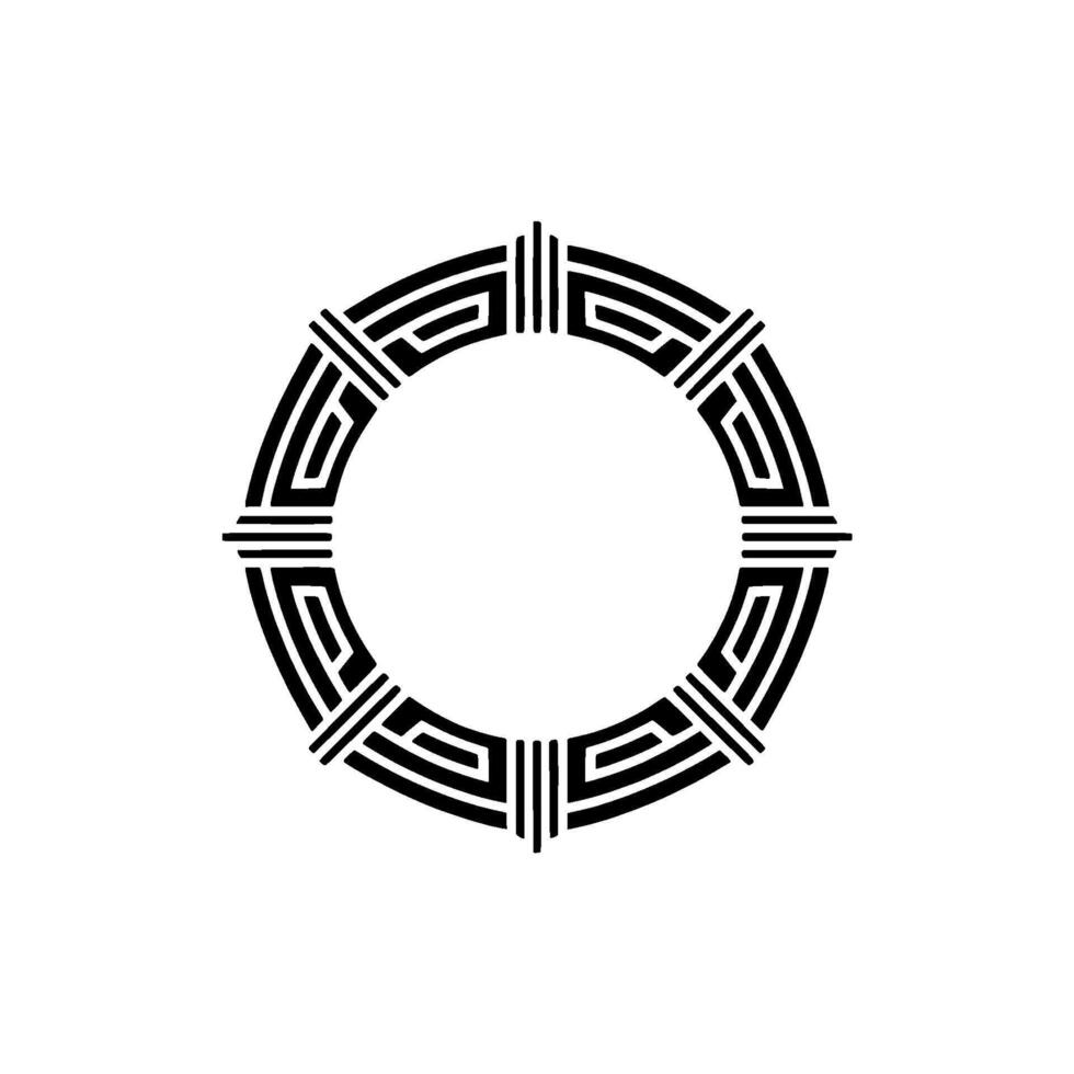 Geometric Circle Frame, Stylized Asian Motif, Minimalist vector