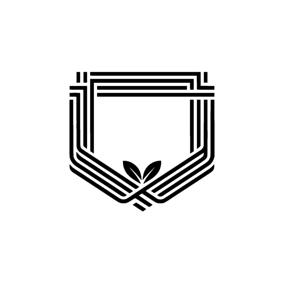 Geometric Shield with Leaf Motif, Minimalist vector