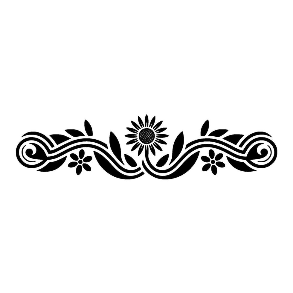 Elegant Floral Border, Vintage, Decorative Element - Sunflower vector