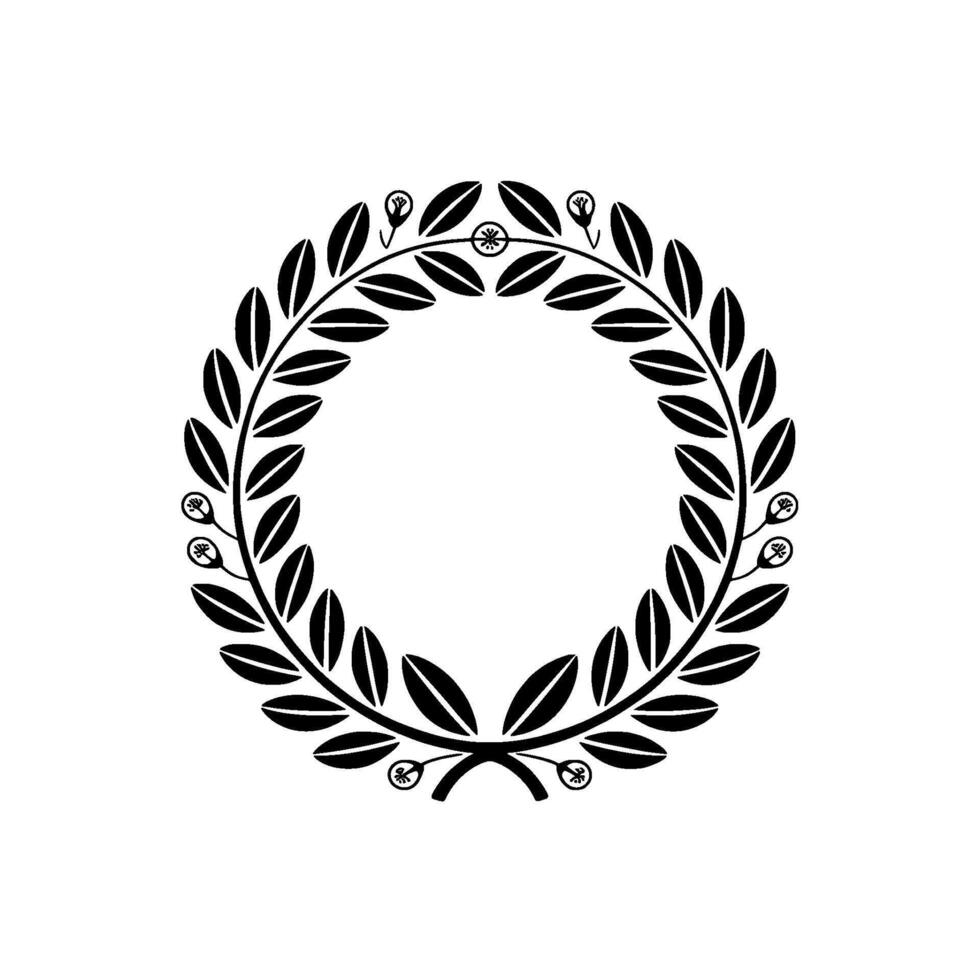 Elegant Laurel Wreath, Minimalist, Circular Emblem, Illustration vector