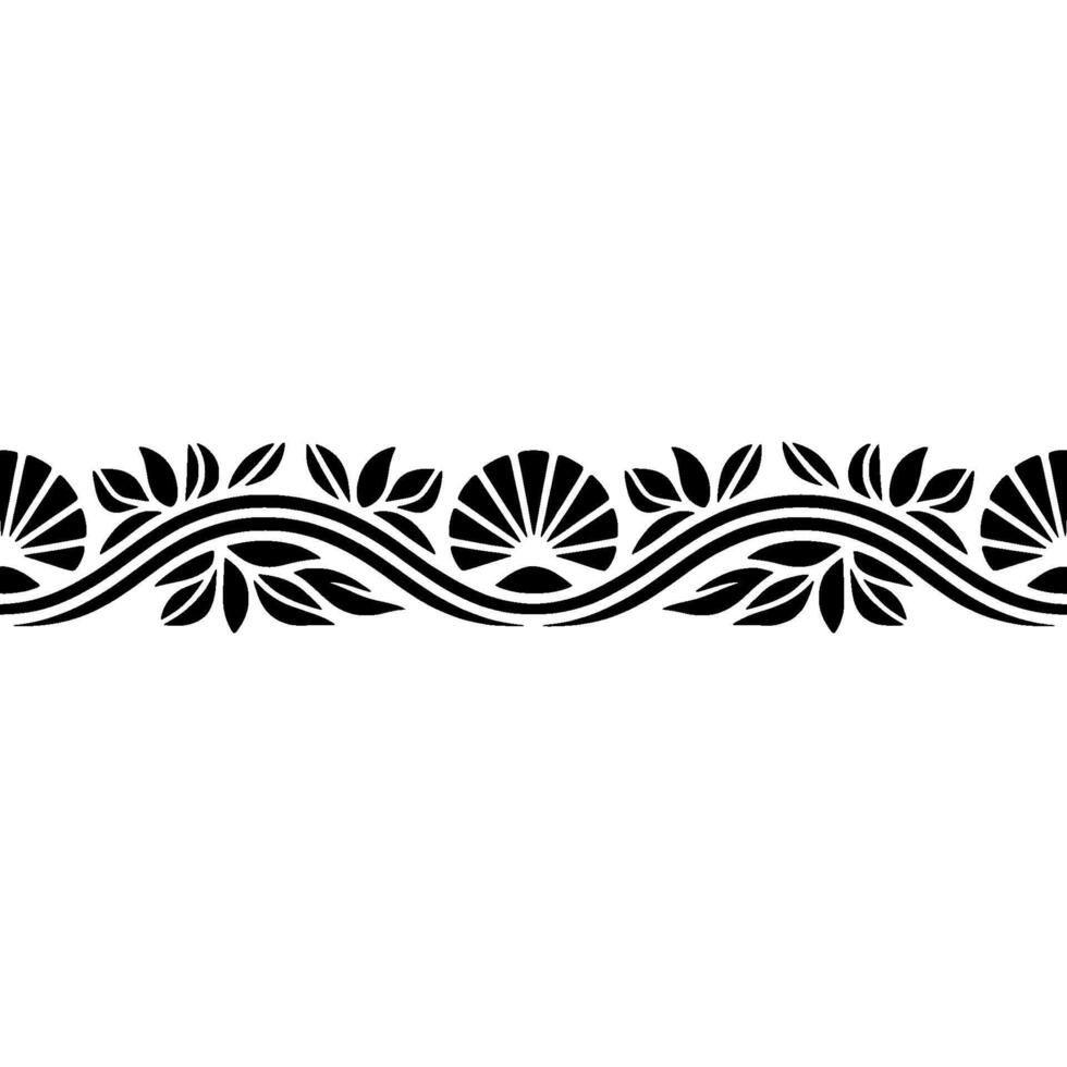 Elegant Black Floral Border, Art Deco Style vector