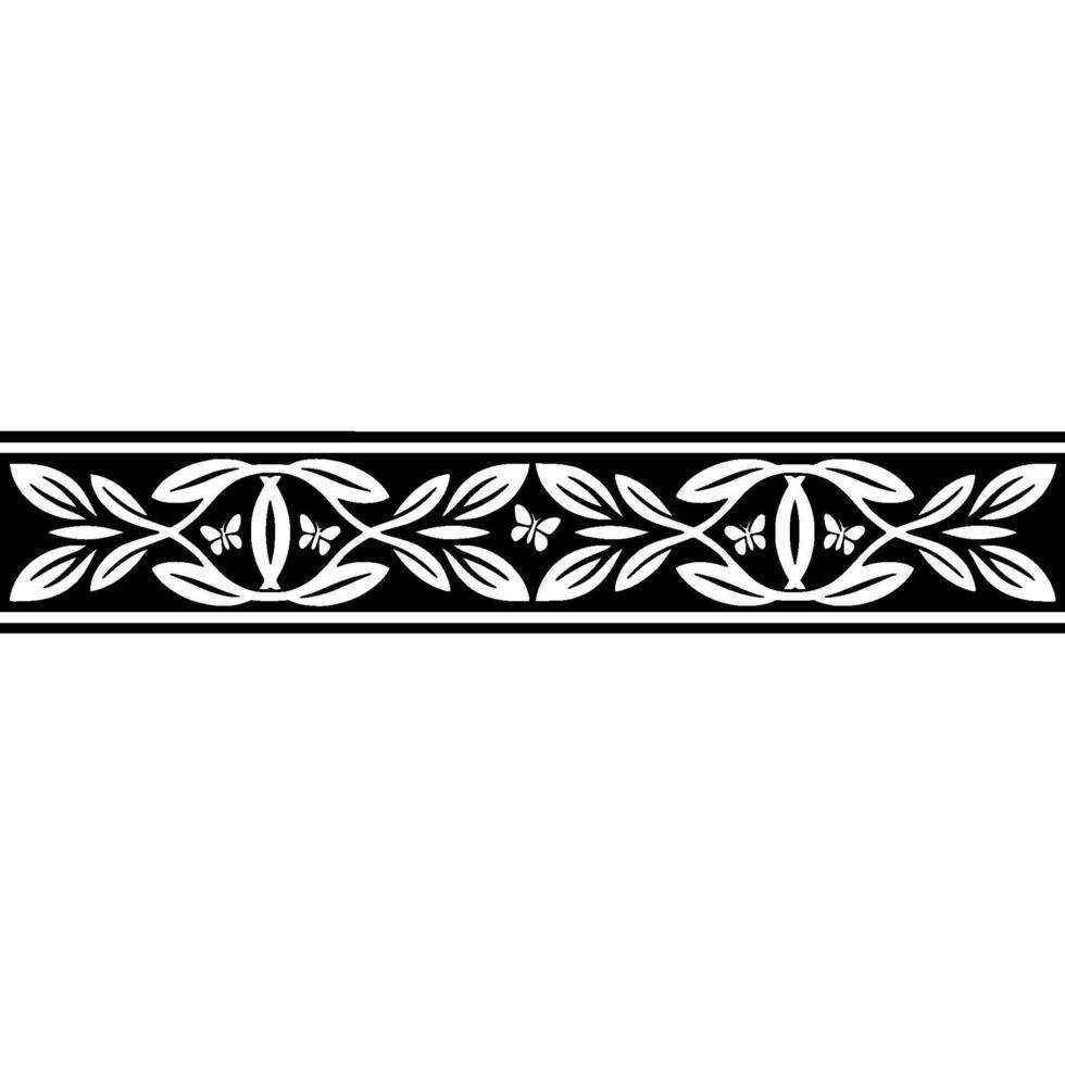 Elegant Black and White Botanical Border, Vintage Style - Floral vector