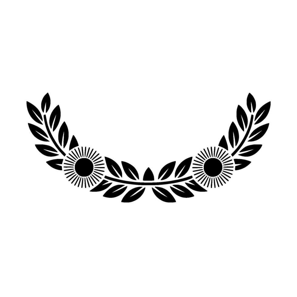 Stylized Laurel Wreath with Sunbursts Minimalist Emblem vector