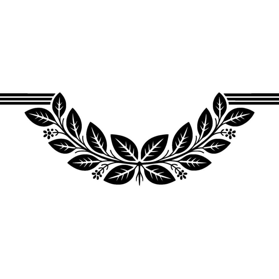 Stylized Leaf Emblem, Vintage Botanical Border vector