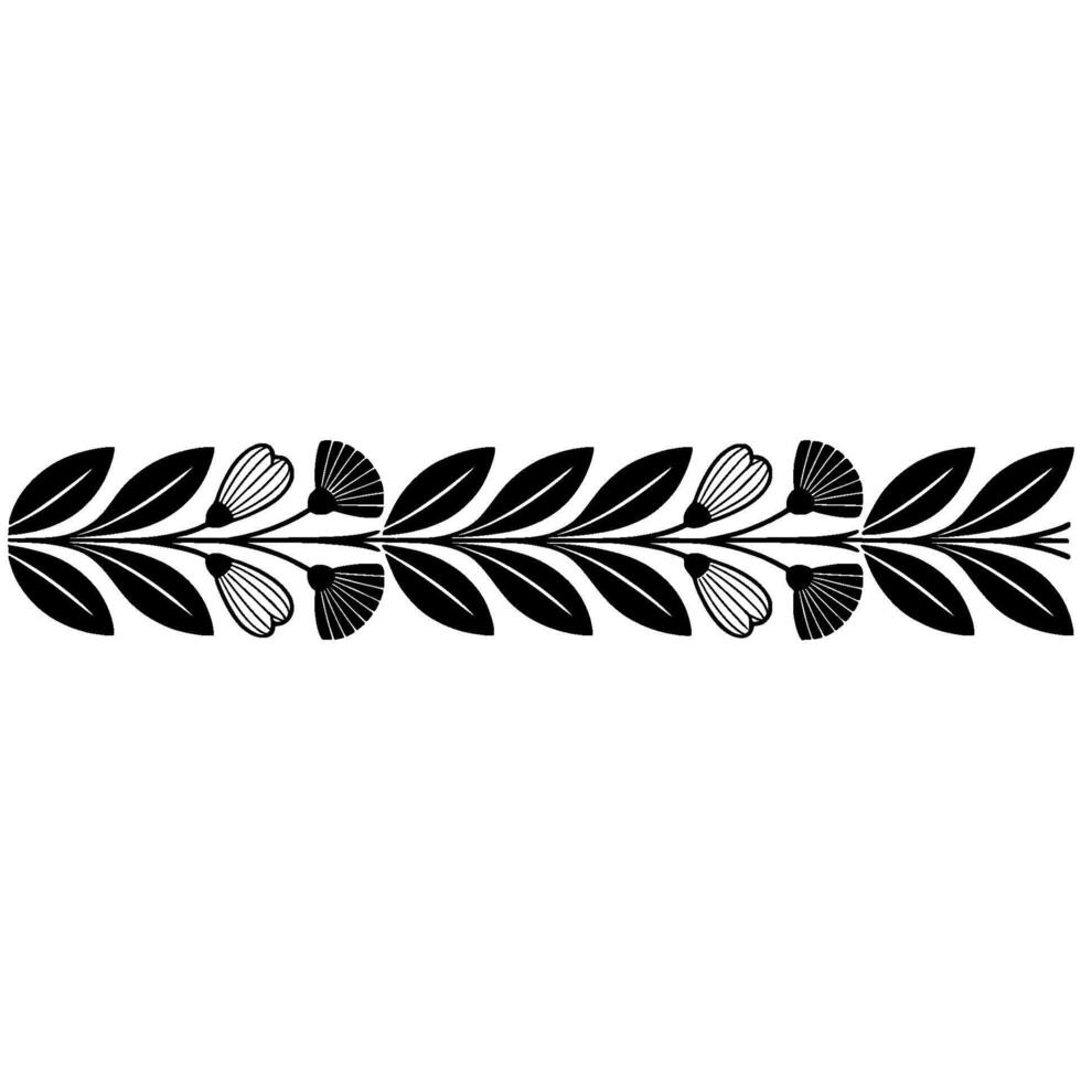 Stylized Black Leaf Border, Vintage Illustration vector
