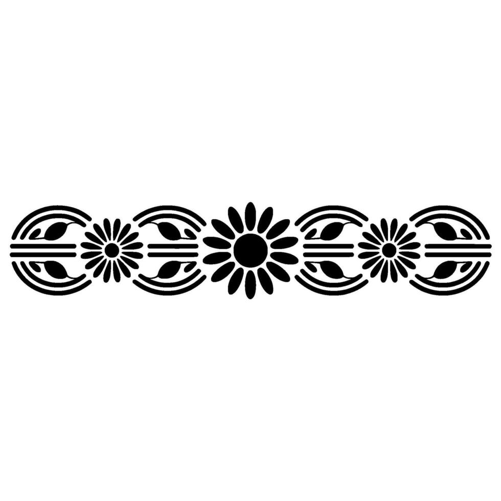 Geometric Floral Border, Retro, Minimalist Pattern, Stylized vector