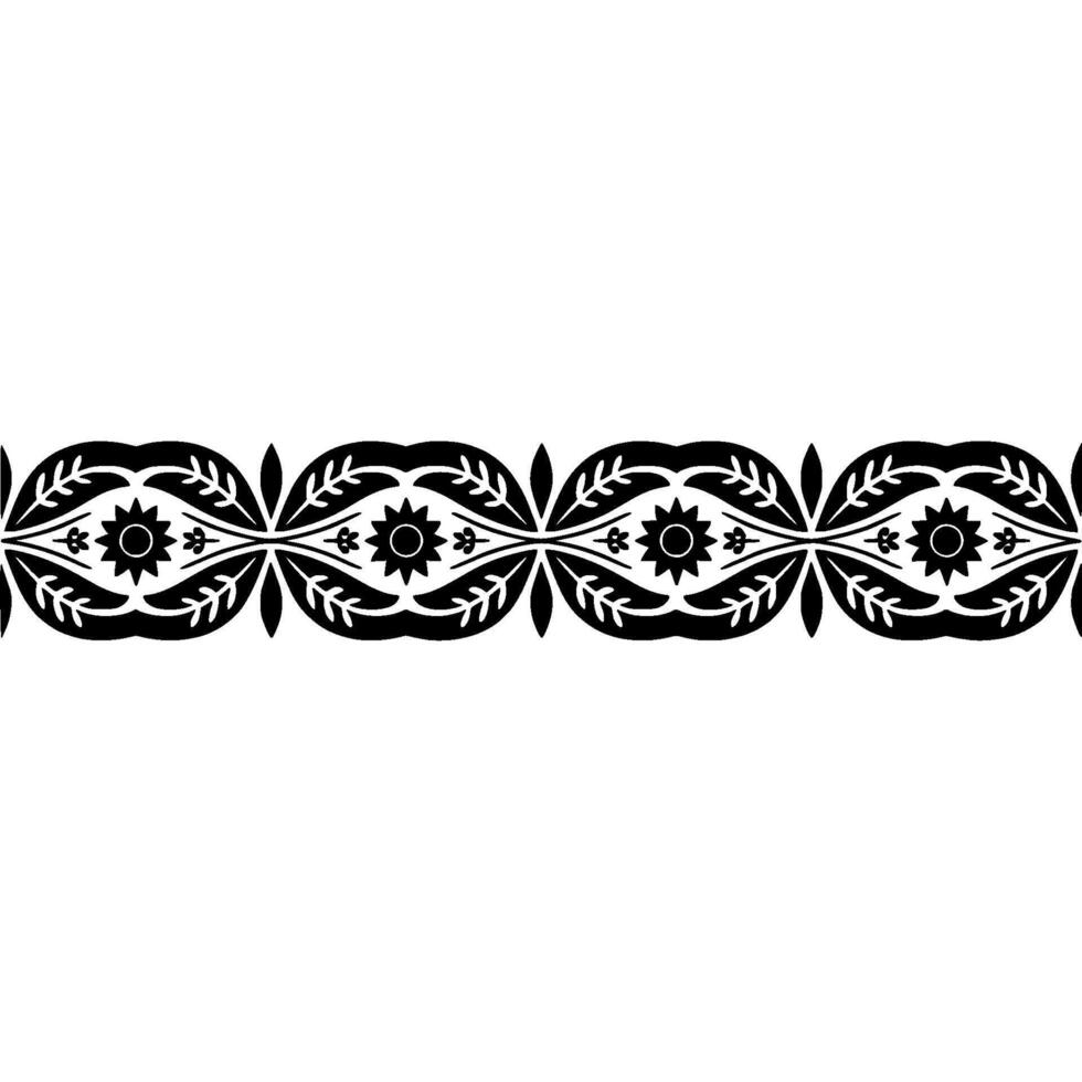 Intricate Black Floral Border, Vintage Element, Pattern vector