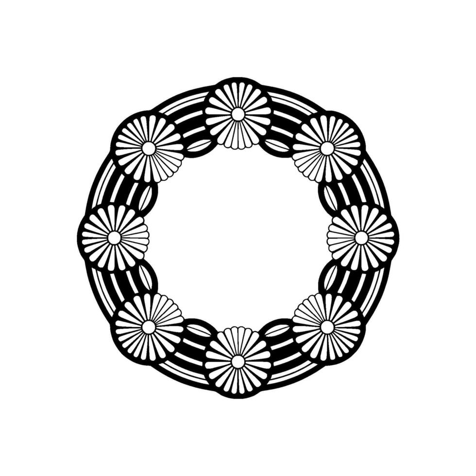 Geometric Floral Wreath, Minimalist, Circular Motif vector