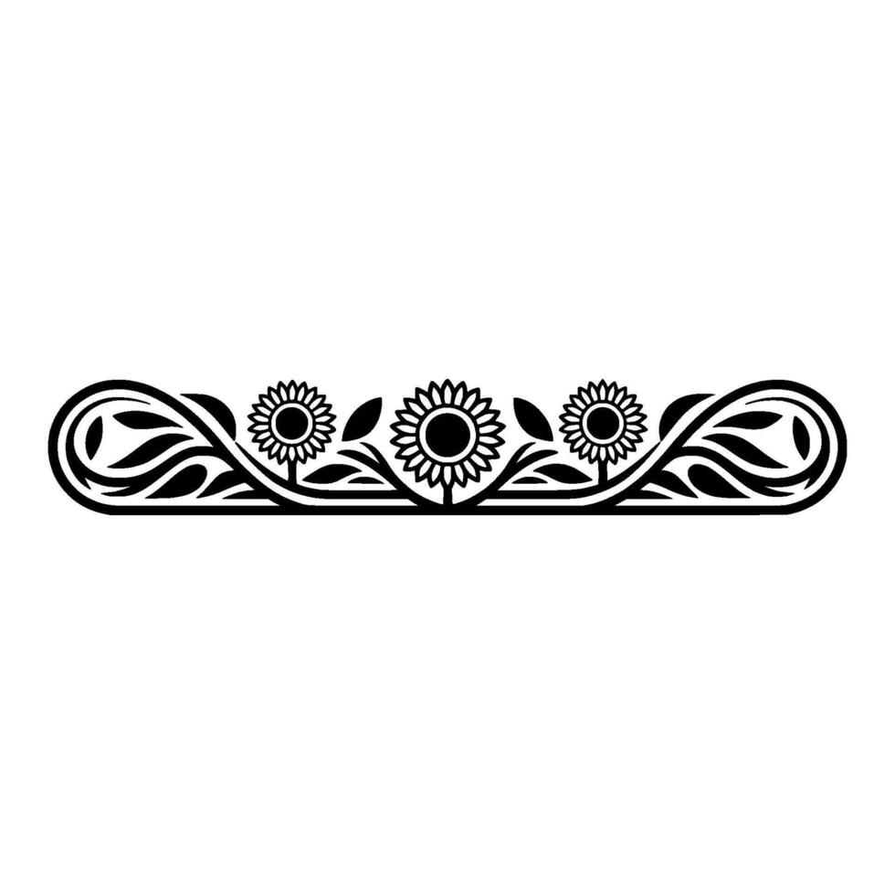 Floral Border with Sunflowers, Vintage Decorative Element vector