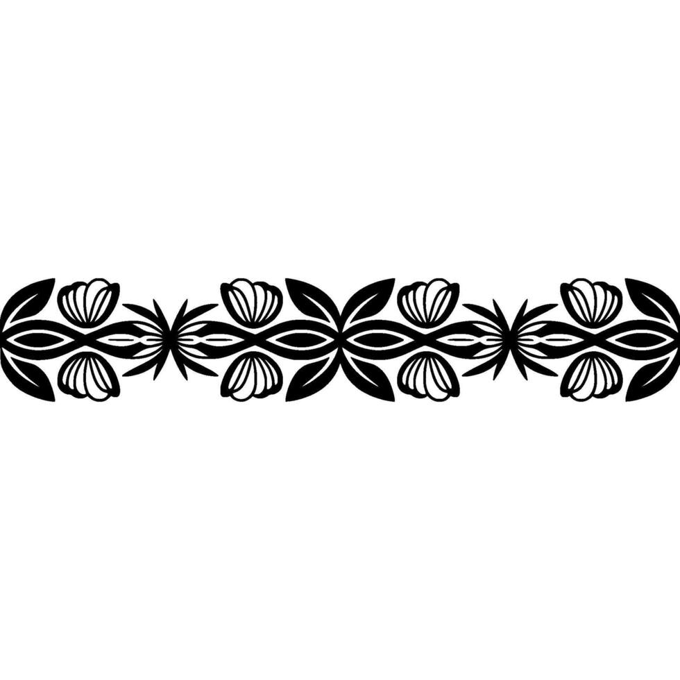 Stylized Floral Border, Scandinavian, Minimalist Ornamentation vector