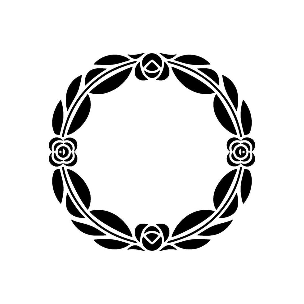 Elegant Black Floral Border, Vintage Element, Emblem vector