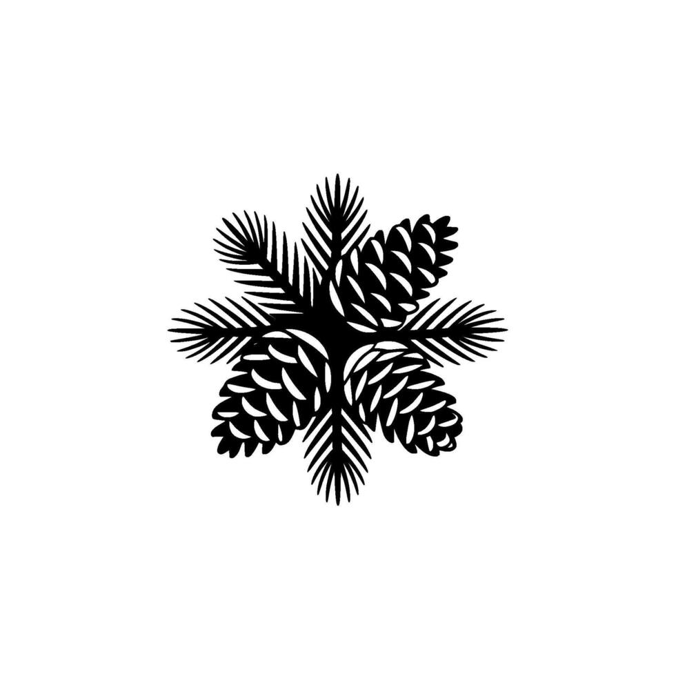 Winter Branch Silhouette, Minimalist Pinecone Arrangement vector