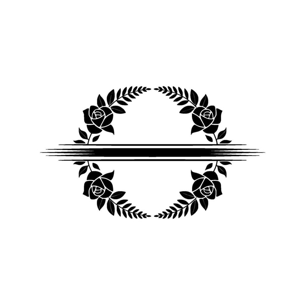 Elegant Rose Laurel Wreath, Split Reflection vector