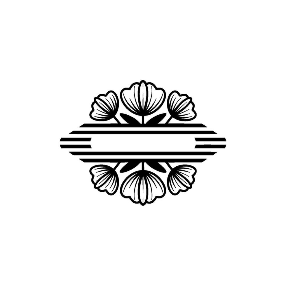 Elegant Floral Monogram Badge, Vintage vector