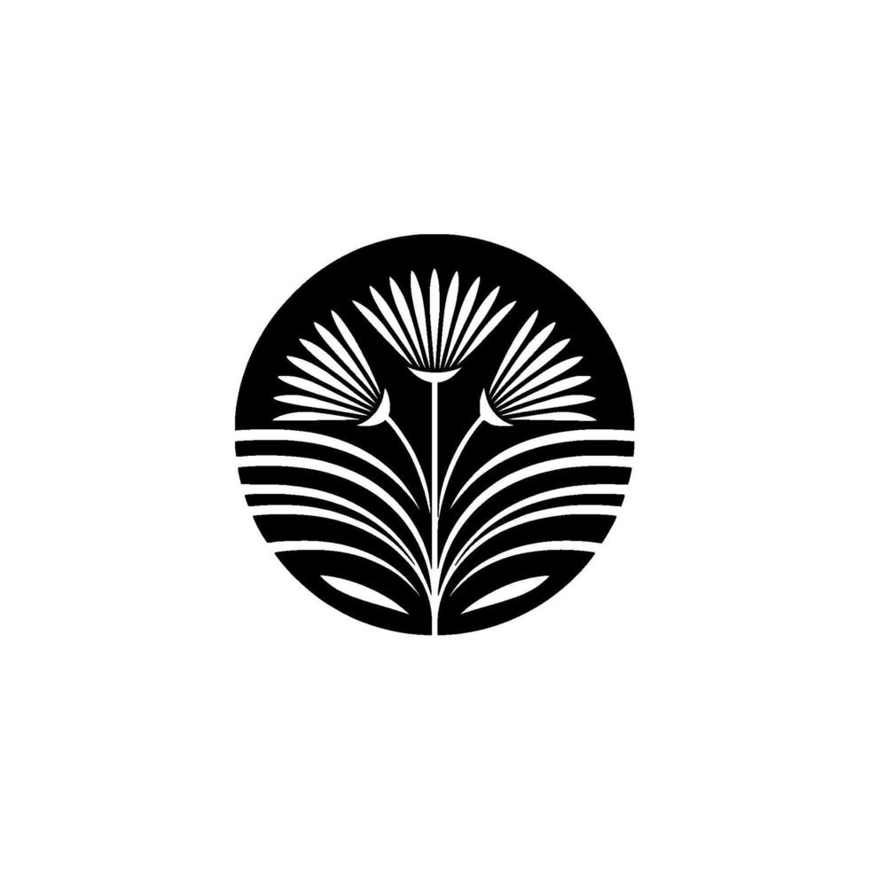 Geometric Floral Emblem, Minimalist, Circle vector