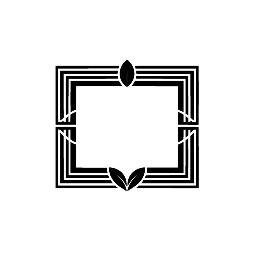 Geometric Deco Frame, Elegant Border, Stylized Leaf Motif vector