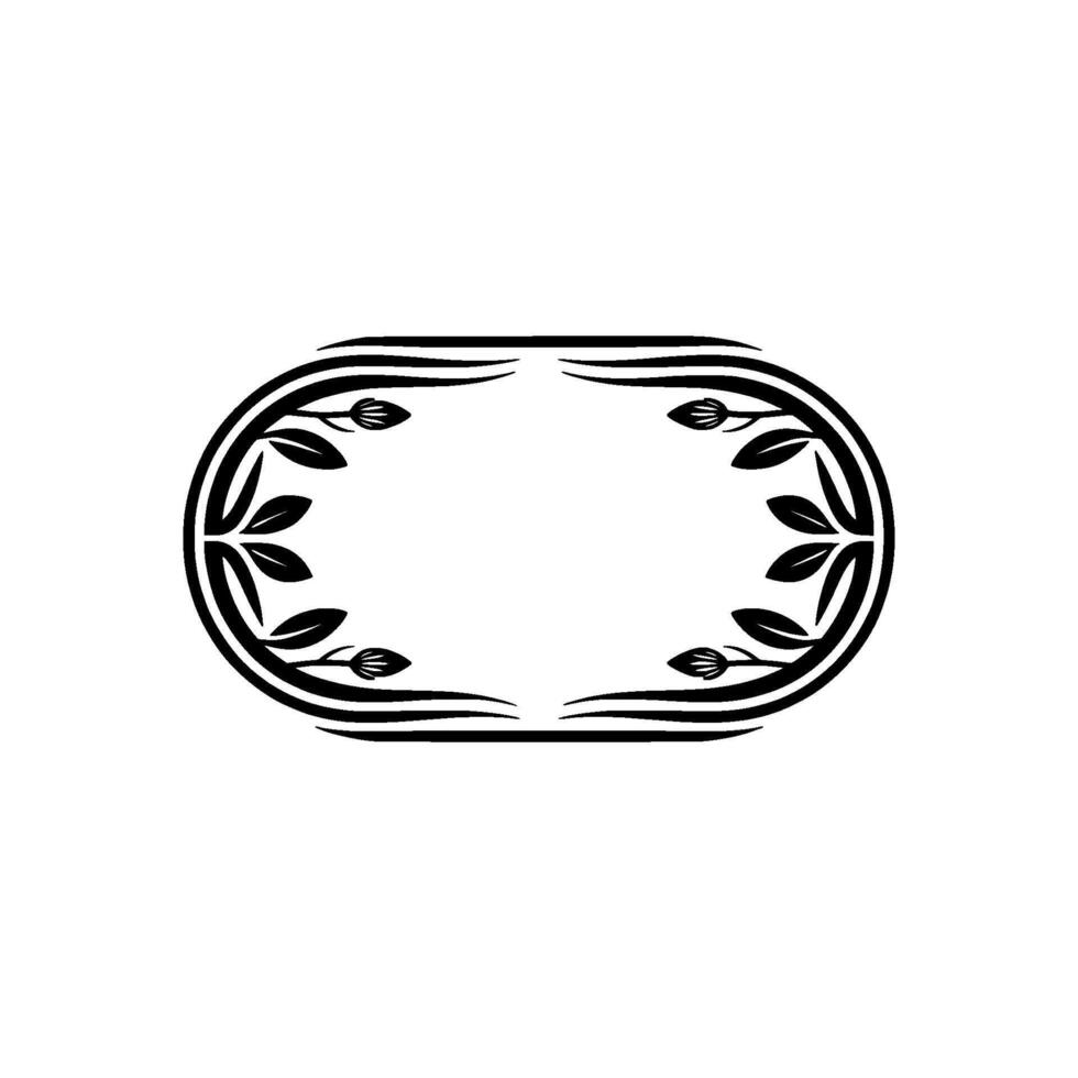 Elegant Oval Frame, Botanical Ornamentation, Minimalist vector