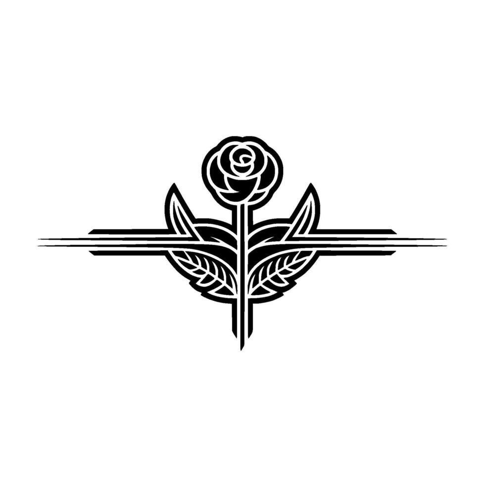 Geometric Rose Emblem, Minimalist Floral vector