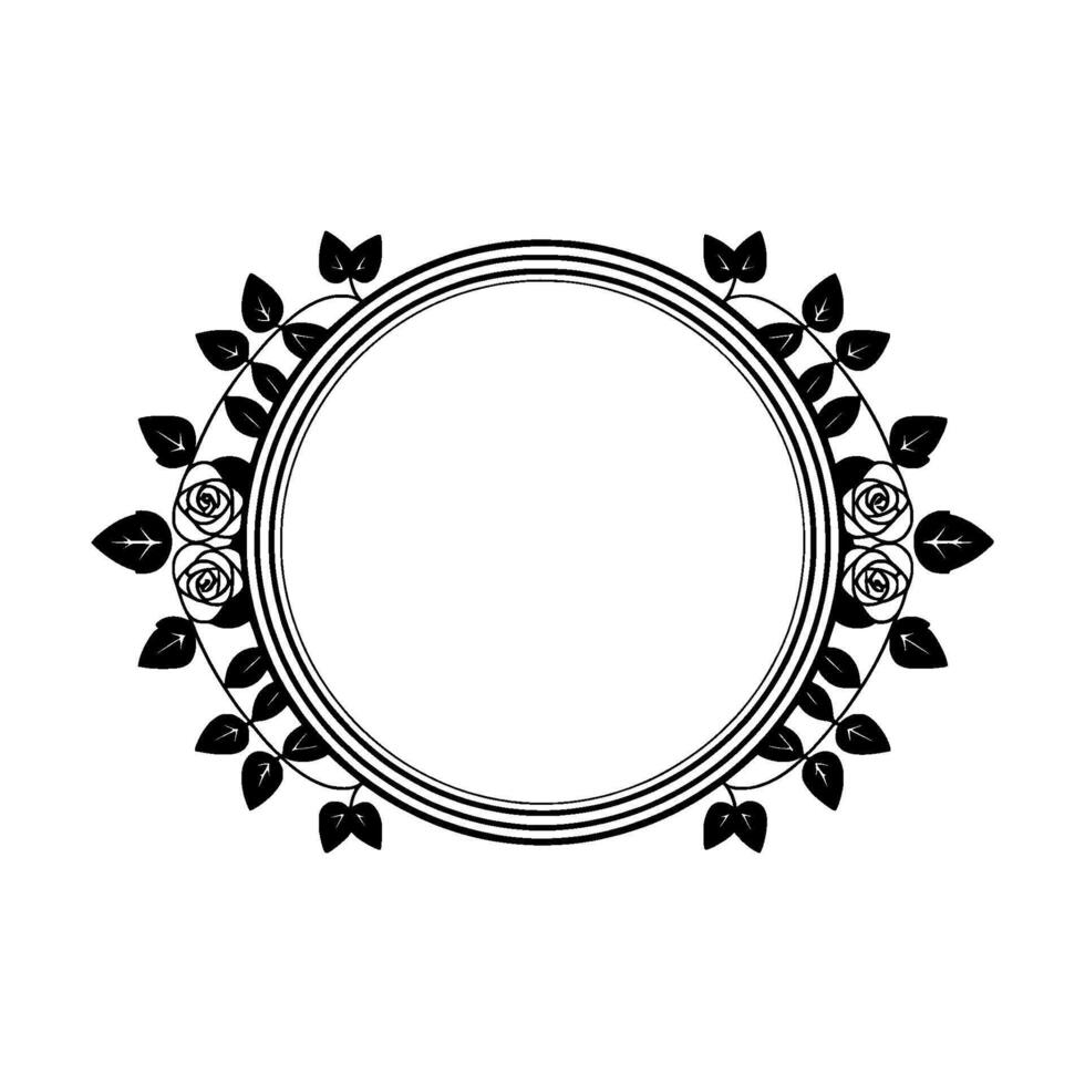 Elegant Floral Frame, Vintage, Minimalist Illustration, Roses vector