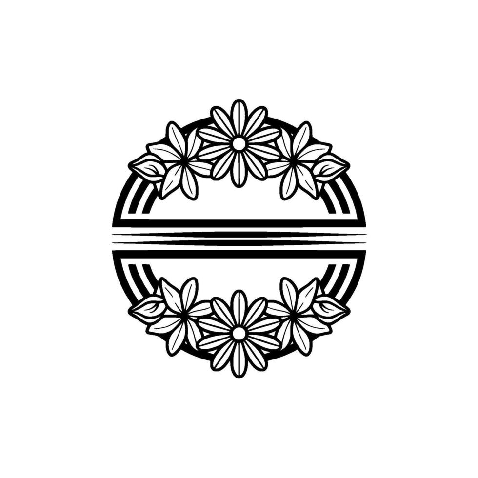 Floral Emblem, Vintage Circle, Delicate vector